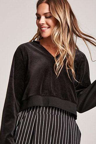 Forever21 Boxy Velvet Sweatshirt