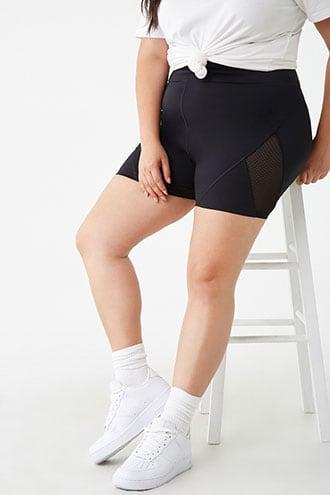 Forever21 Plus Size Active Mesh-panel Biker Shorts