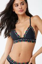Forever21 Embroidered & Studded Triangle Bikini Top