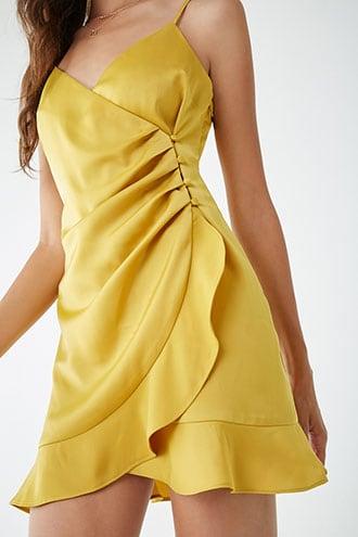 Forever21 Satin Ruffled Wrap Dress