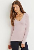 Forever21 Women's  Long Sleeve V-neck Tee