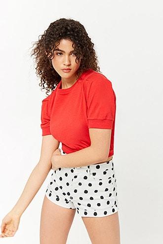 Forever21 Polka Dot Denim Shorts