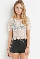 Forever21 Women's  Scalloped-eyelash Lace Top (vanilla)