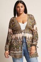 Forever21 Plus Size Ornate Print Lace-up Tunic