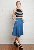 Forever21 Buttoned Chambray A-line Skirt