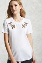 Forever21 Embroidered Tiger Tee