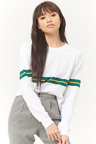 Forever21 Rolled-hem Striped Top