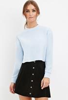 Forever21 Women's  Raw-cut Cropped Sweatshirt (light Blue)