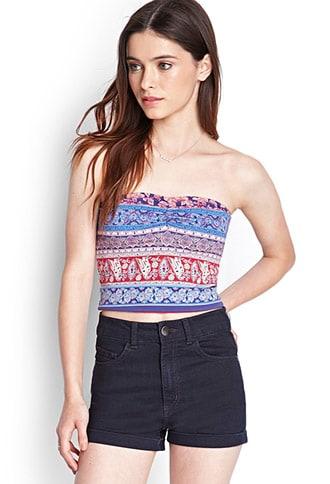 Forever21 Ruched Bird Print Bandeau
