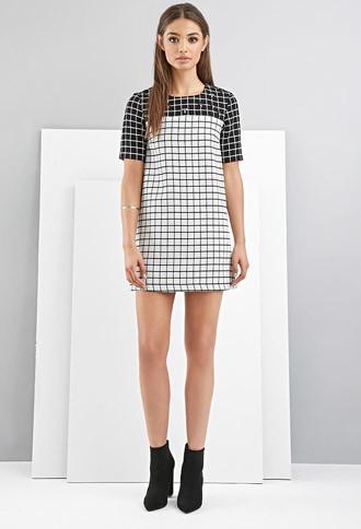 Forever21 Foxiedox Grid-patterned Shift Dress