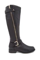 Forever21 Women's  Knee-high Faux Leather Boots (black)