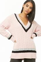 Forever21 Plunging Striped Chenille Sweater