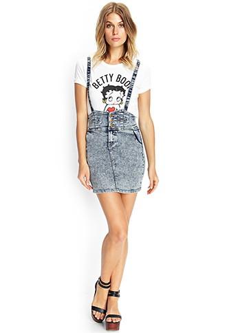 Forever21 Acid Wash Overall Skirt