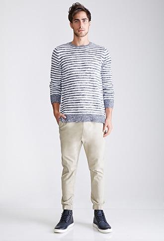 Forever21 Striped Marl-trimmed Sweater