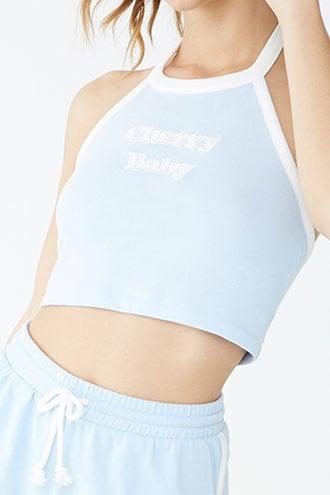 Forever21 Cherry Baby Graphic Halter Top