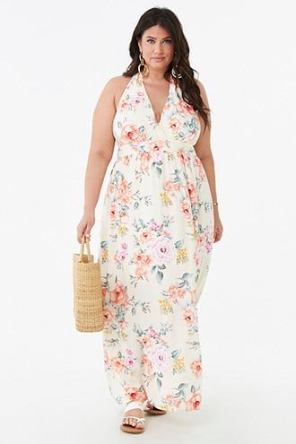 Forever21 Plus Size Floral Print Halter Dress
