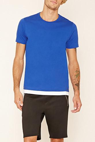 21 Men Men's  Royal & White Layered-hem Tee