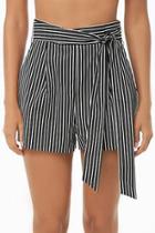Forever21 Belted Striped High-rise Shorts