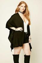 Forever21 Plus Women's  Olive Plus Size Open-front Poncho