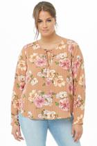 Forever21 Plus Size Floral & Geo Chiffon Cutout Top