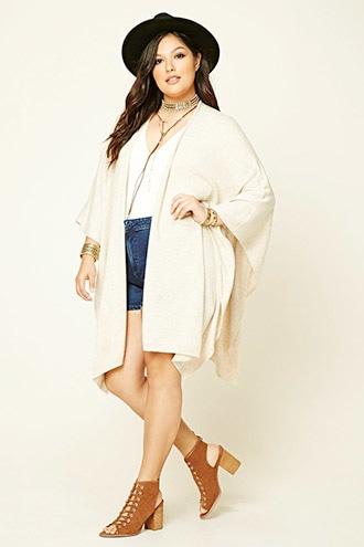 Forever21 Plus Women's  Oatmeal Plus Size Sweater Shawl