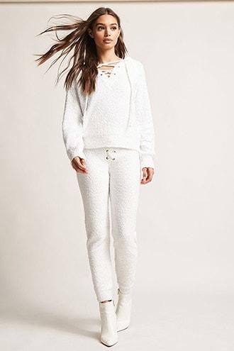 Forever21 Boucle Knit Lace-up Pants