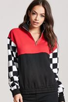 Forever21 Checkered Colorblock Sweatshirt