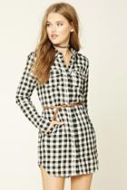 Forever21 Women's  Black & White Buffalo Plaid Shirt Dress