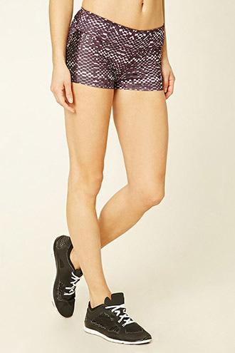 Forever21 Women's  Eggplant Active Mesh-paneled Shorts