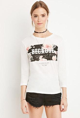 Forever21 Because Rose Print Tee