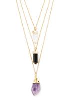 Forever21 Layered Faux Stone Necklace (gold/purple)