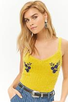 Forever21 Embroidered Fuzzy Knit Cami