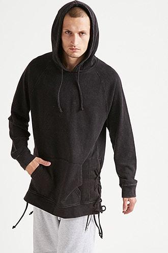 Forever21 Lace-up Hem Hoodie