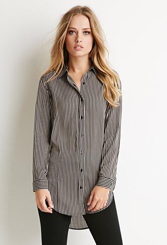 Forever21 Striped Longline Shirt