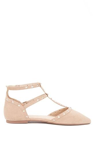 Forever21 Women's  Faux Suede Studded Flats
