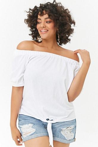 Forever21 Plus Size Off-the-shoulder Knotted Top