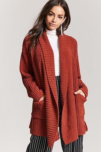 Forever21 Ribbed Knit Shawl Collar Cardigan