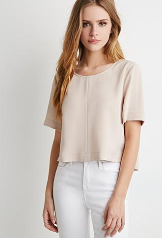 Forever21 Women's  Zip-back Boxy Blouse (nude)
