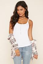 Forever21 Women's  White Ribbed Knit Cami