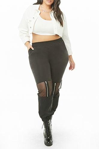 Forever21 Plus Size Woven Mesh Panel Joggers