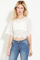Forever21 Women's  Eyelet Embroidered Boxy Top