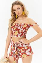 Forever21 Floral Print Crop Top & Shorts Set