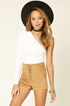 Forever21 Women's  Cream One-shoulder Knit Top