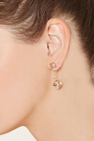 Forever21 Gold & Pink Faux Gem Ear Jackets