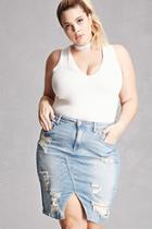 Forever21 Plus Size Front-slit Denim Skirt