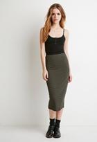 Forever21 Women's  Striped Midi Skirt (black/olive)