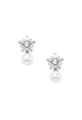 Forever21 Faux Pearl Drop Earrings (silver/cream)