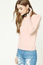 Forever21 Women's  Pink Crew Neck Sweater