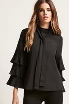 Forever21 Pussycat Bow Accordion Pleat Top