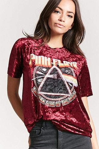 Forever21 Pink Floyd Crushed Velvet Band Tee